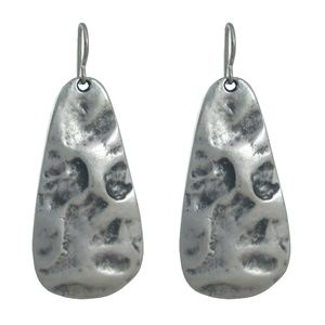 Turkish Silver Tone Hammered Dangle Earrings (2)